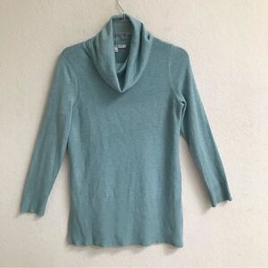 Adrienne Vittadini Aqua cowl neck long sweater M‎